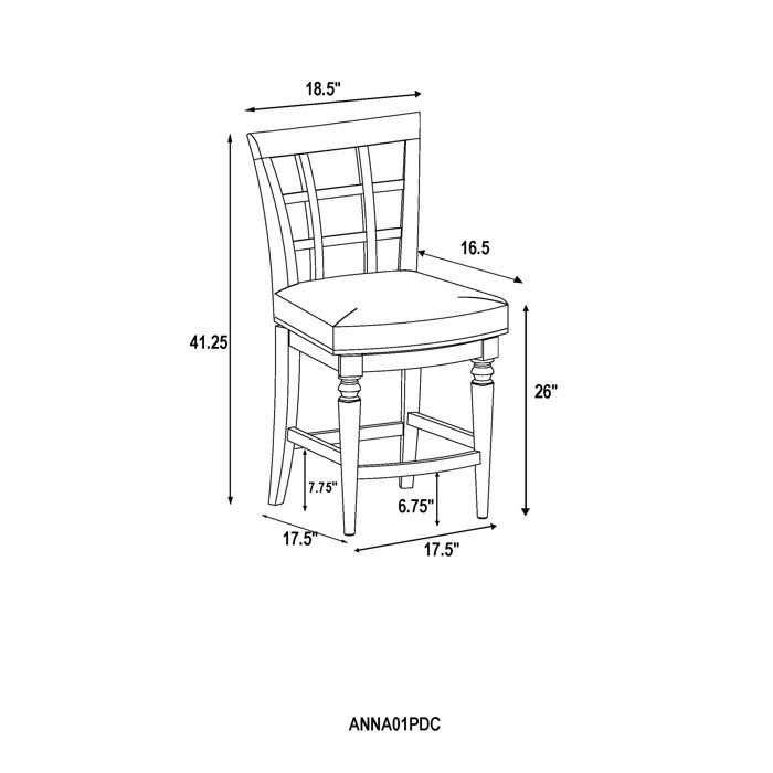 Alaterre Napa Counter Height Stool with Back, Set of 2, Mahogany